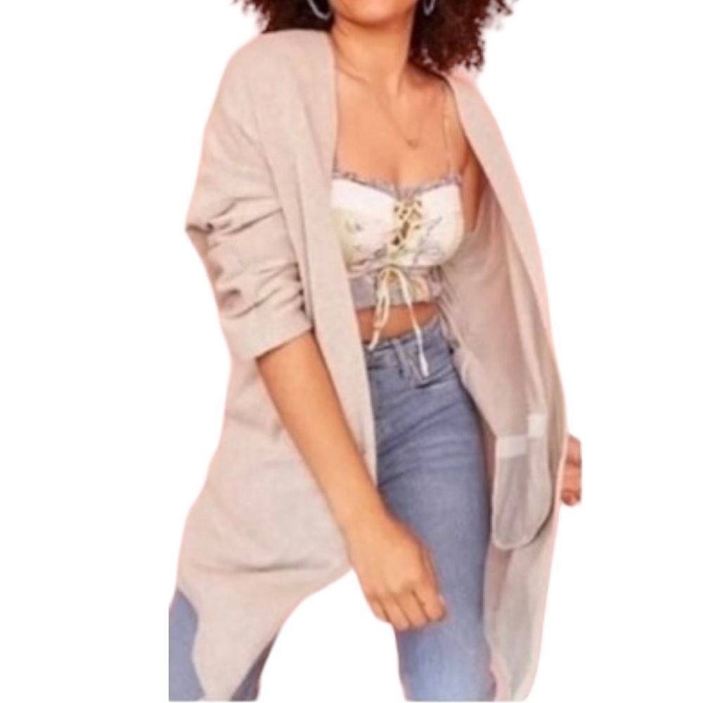 DONNI RIBBED OPEN FRONT CARDIGAN SWEATER